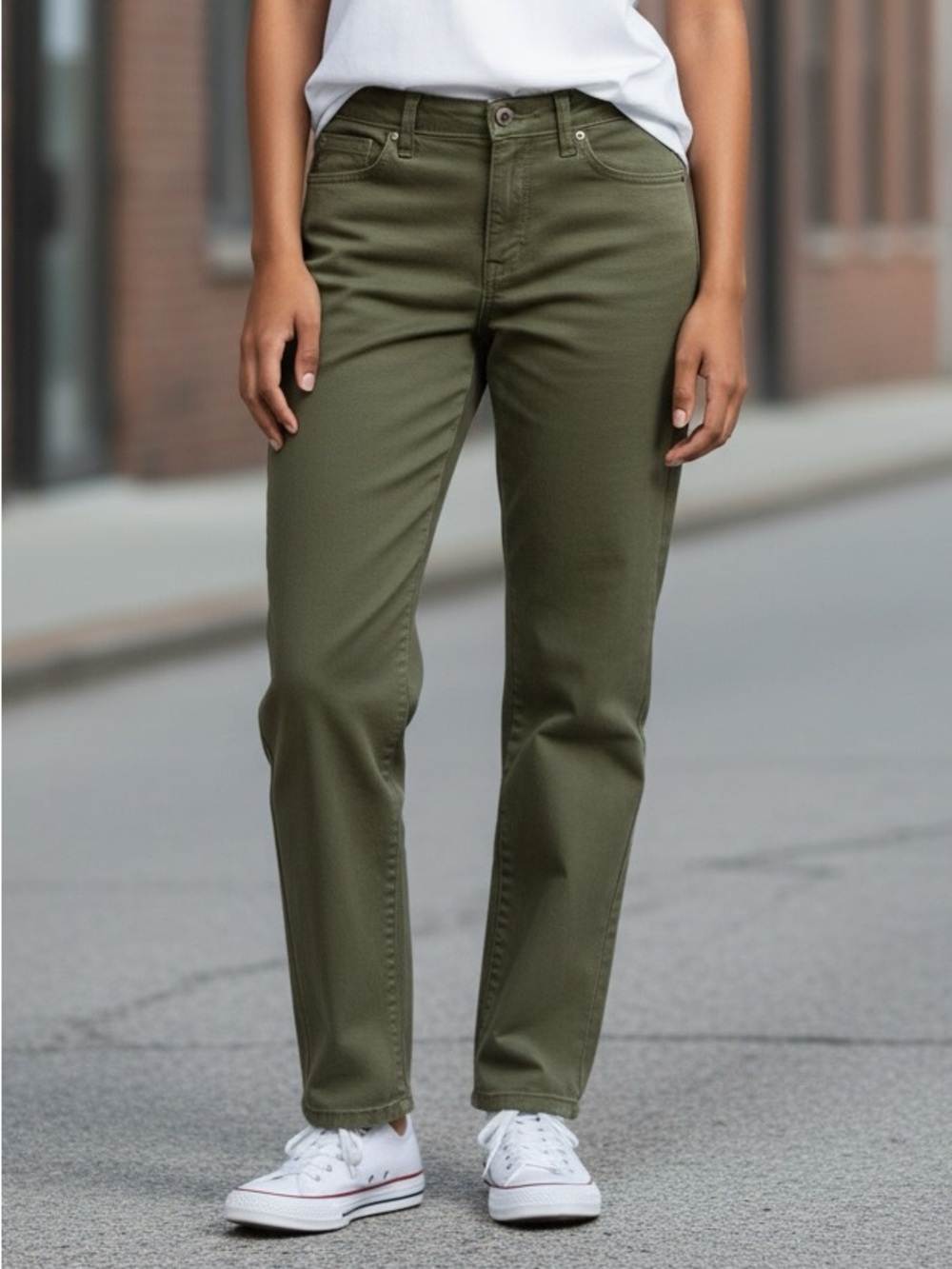 Calvin Klein Jeans Green Capris Casual Cotton Blend